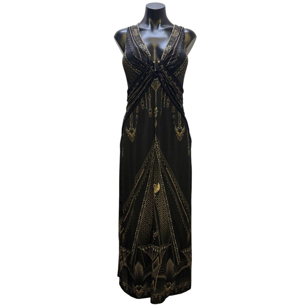 Camilla Black & Gold Sleeveless Maxi Dress XXL
